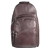 Bullz Crossbody Backpack Travel Hiking Chest Bag Daypack Leather Sling Bag for Men and Women (Brown)