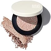 MAKE Beauty Multi-Chromatic Eye Shadow. Metal Reflecting Luminous Foil Finish Creamy, Buildable, Dimensional Long-wear, Crease-proof Powder Eyeshadow, Multichrome Shade - Glaze, Light Champagne