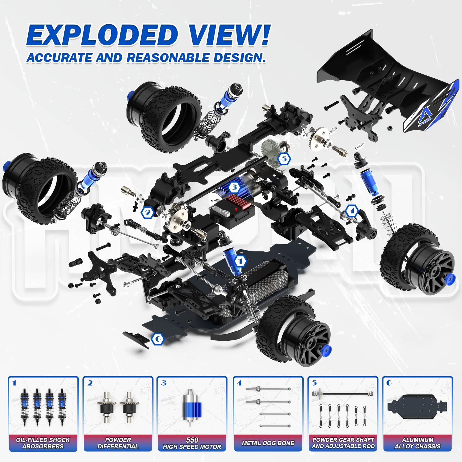 AMORIL 1:14 Fast RC Cars for Adults,Top Speed 70+KMH,Hobby Remote Control Car,4X4 Large Truck Off-Road Racing Buggy,Electric Vehicle Toy for Kids with Oil-Filled Shocks,Upgraded Metal Parts