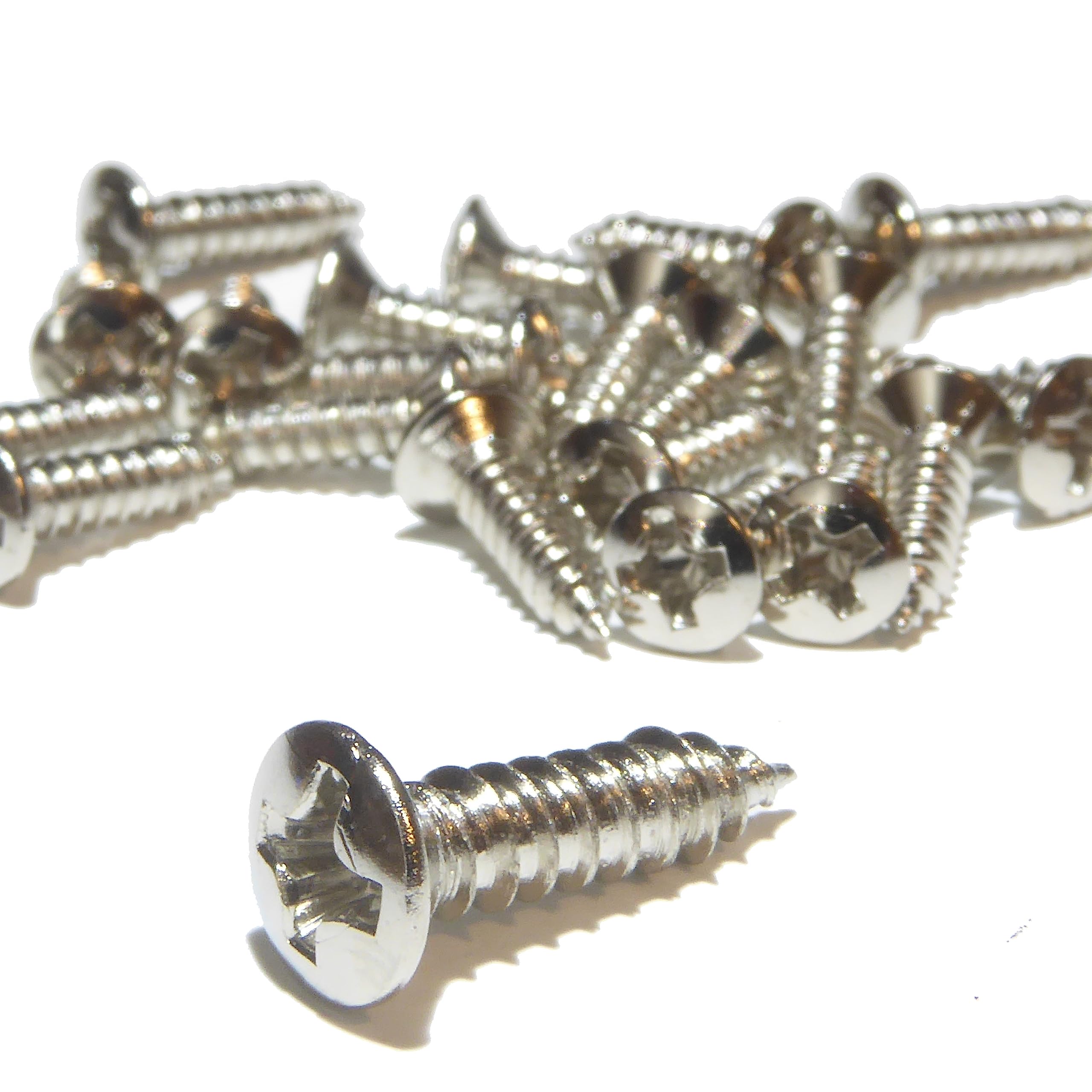 50 Chrome guitar scratch plate/pick guard screws 3mm x 12mm CSK model making hobby screws