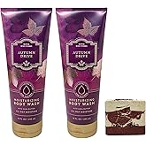 Bath & Body Works Autumn Drive 2 Pack Moisturizing Body Wash Bundle with a Cherry On Top Bar Soap - Full Size