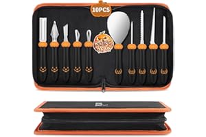 CHRYZTAL Pumpkin Carving Kit Tools Halloween, Professional Heavy Duty Carving Set, Stainless Steel Double-side Sculpting Tool Carving Kit for Halloween Decoration Jack-O-Lanterns, Gift for Halloween