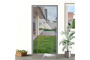 40x86 Magnetic Closure Screen Door Mesh, Left Right Side Opening, Full-Length Magnetic Strips, Keep Bugs Out, Fiberglass Net,