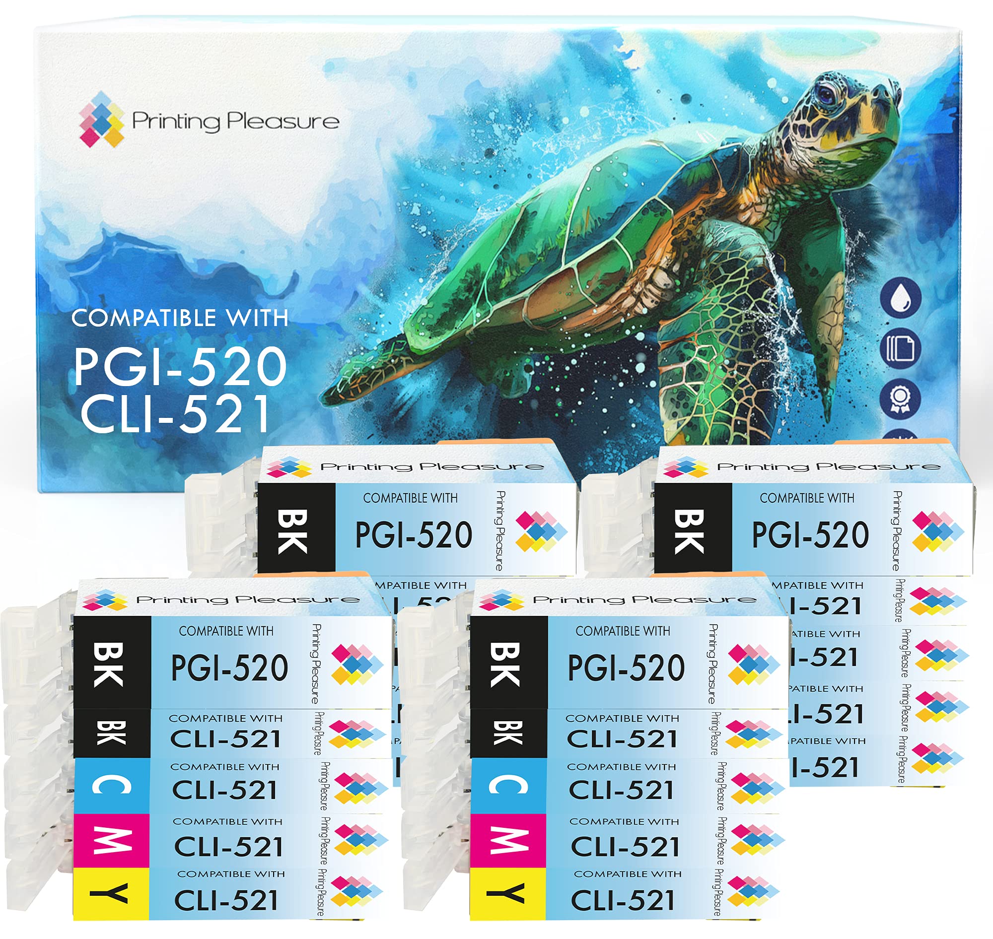 PGI-520XL 521XL Ink Cartridges,Compatible Ink Cartridge Replacement for Pixma MP540 550 560 620 MX860 870 iP3600 4600 4700 -Black/Photo Black/Cyan/Magenta/Yellow,High Capacity(4 SET-20pack)