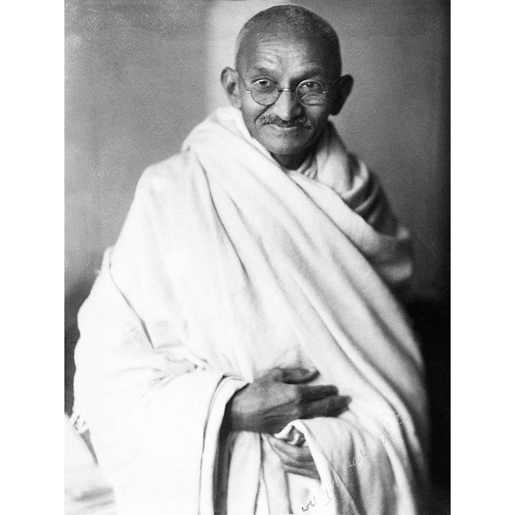 Portrait Indian Political Activist Mohandas Gandhi Photo Premium Wall Art Canvas Print 18X24 Inch