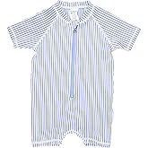 RUGGEDBUTTS Baby/Toddler Boy Swimsuit, One Piece Zipper Rash Guard Sunsuit with UPF 50+ Sun Protection