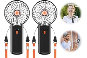 ISFOFO Mini Portable Hand Fan 2 Pack, 4 Speeds, USB Rechargeable, Foldable Travel Fan for Outdoor, Beach, Camping, Office