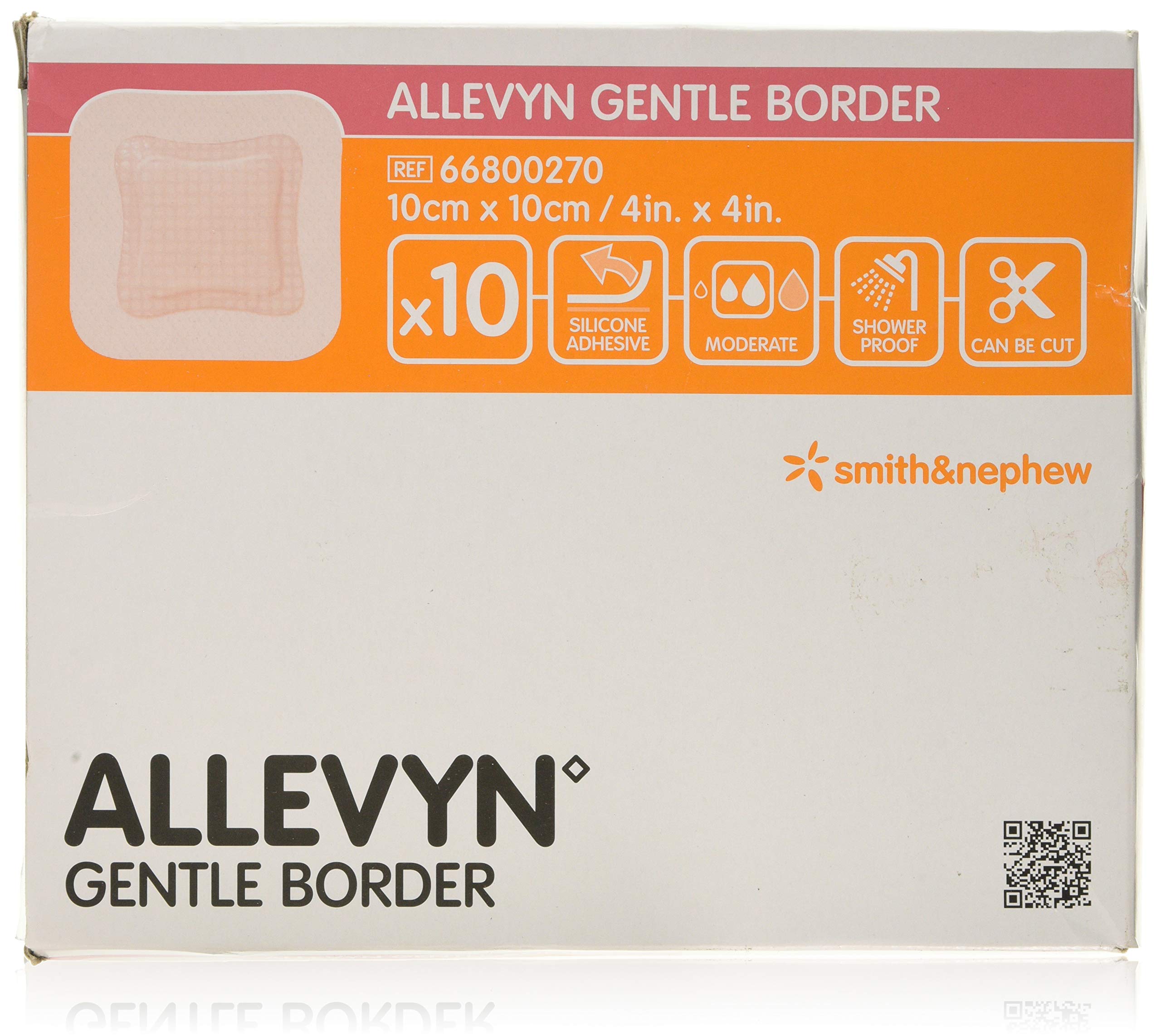 ComfortCare: ALLEVYN Gentle Border 10cm x 10cm x10 Adhesive Foam Dressing for Gentle Wound Healing