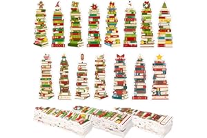 Kolldenn 150 Pcs Book Tracker Bookmarks Bulk 6.3 x 1.97 Inch Bookshelf Design Bookmarks Paper Tracking Bookmark Double Sided Reading Page Markers for Reading Lovers Students School(Christmas)