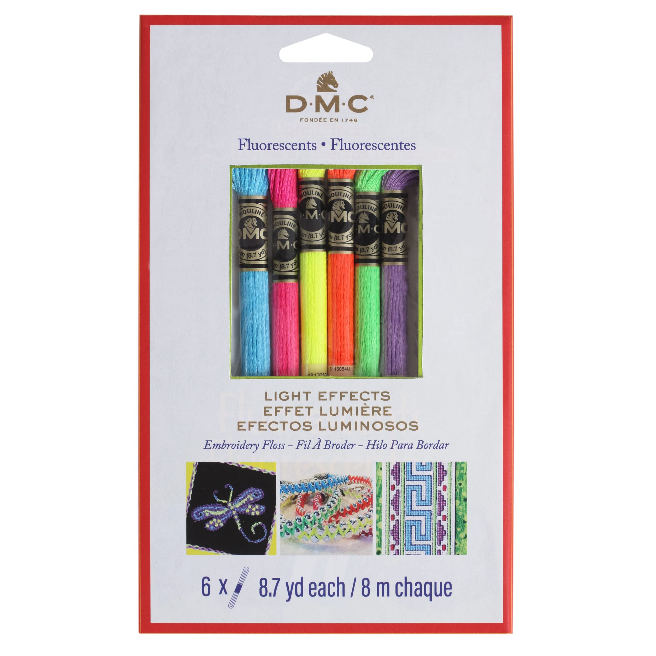DMC Fluorescent Light Effects Floss Pack 8.7yd 6/Pkg, 8.7-Yards