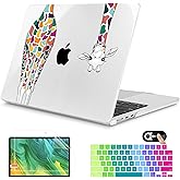 Mektron for 2025 M4 MacBook Air 13.6 Inch A3240 Case Fits 2023 A2681 M2 2024 A3113 M3 Chip with Liquid Retina Display Touch ID, Printed Plastic Hard Shell Cover for MacBook Air 13.6", Giraffe