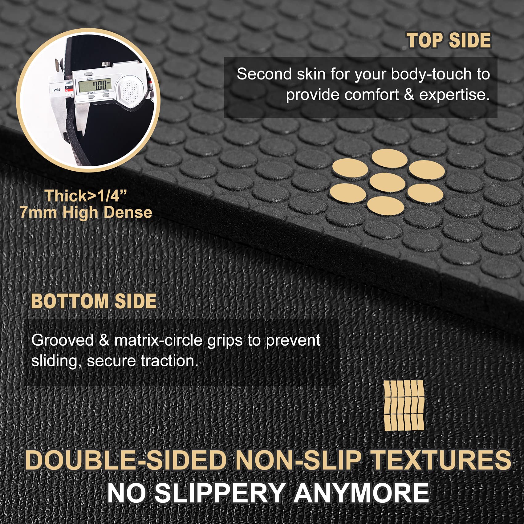 GXMMAT Extra Large Exercise Mat 12'x6'x7mm, Ultra Durable Workout Mats for Home Gym Flooring, Shoe-Friendly Non-Slip Cardio Mat for MMA, Plyo, Jump, All-Purpose Fitness