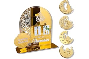 YoneJave Ramadan Countdown Calendar, Acrylic Ramadan Advent Calendar, 30 Day Eid Mubarak Calendars Acrylic Eid Mubarak Countd