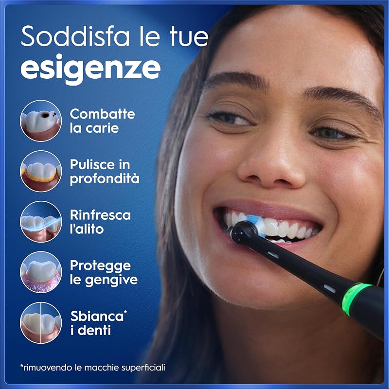 iO 5 Spazzolino Elettrico, con 3 Testina di Ricambio, Custodia, Nero