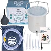 Premium Enema Kit for Colon Cleanse, 2 Qt Stainless Steel Bucket, Reusable | For Women and Men, 6.75 Ft Hose, 7 Interchangeable Nozzles, Also Known as a Douche Kit, All-in-One Set