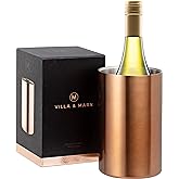 Villa & Marx Wine Chiller - Elegant Champagne Bucket with Premium Box - Insulated Wine Bottle Cooler Without Ice - Double Walled Wine Chiller Bucket, Fits and Cools All Bottles (Copper)