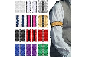 Tarpop 12 Pairs 20s Sleeve Garters Armbands Shirt Sleeve Holders for Men Women Roaring Arm Garters Shirt Belt Costume Armband Belt, Multicolor