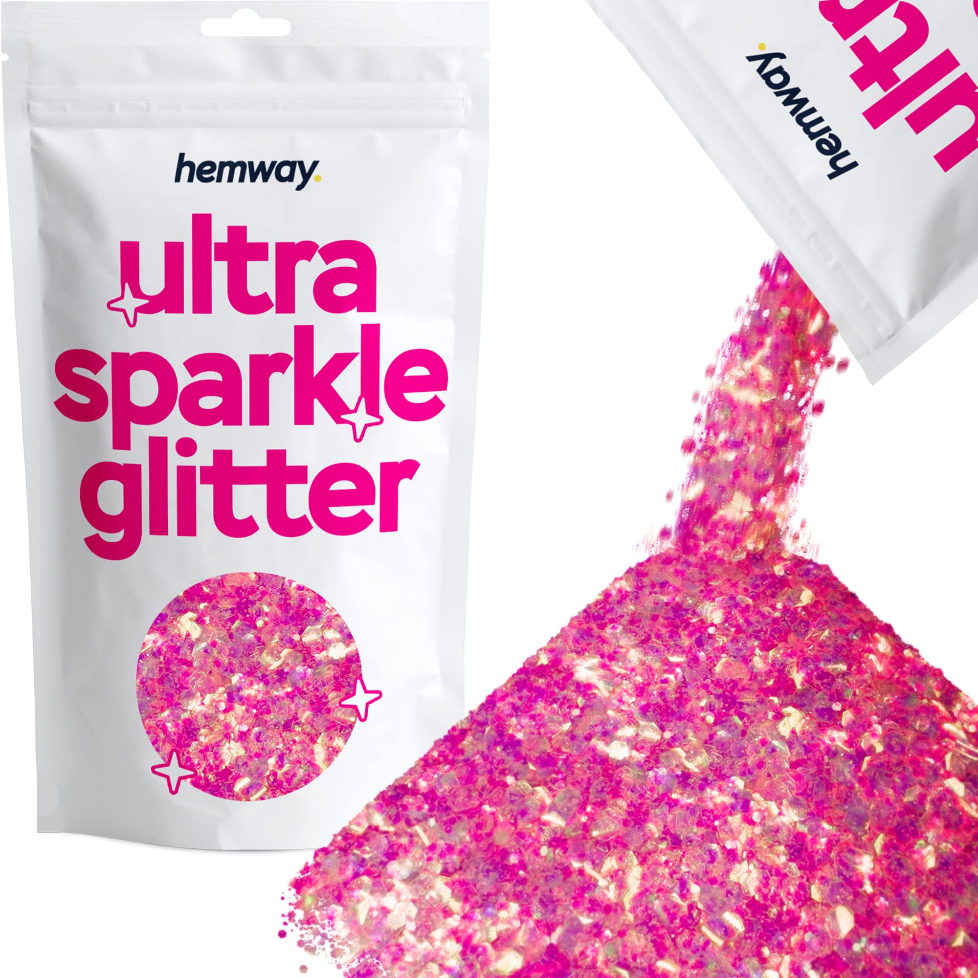 Hemway Ultra Sparkle Glitter Unicorn Light Pink Mix 100g Mixed | Glitter for Arts & Craft, Makeup, Nail Art, Crafting, Card Making, Sparkle Decoration