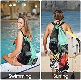 WANDF Swim Bag Mesh Drawstring Backpack Wet Pocket Mint Green view 2