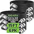 GearIT XLR to XLR Microphone Cable (15 Feet, 6-Pack) XLR Male to Female Mic Cable 3-Pin Balanced Shielded XLR Cable for Mic M