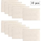 Gejoy 10 Pieces Cosmetic Canvas Pouch Bag Multipurpose Makeup Bag with Zipper Cotton Canvas Travel Toiletry Pouch DIY Craft(M,Beige)