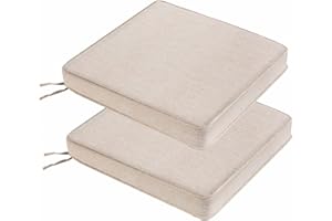 JMGBird Outdoor Chair Cushions Set of 2, Water Resistant Seat Cushions 19 x 19 Inch with Ties, Outdoor Cushions for Patio Furniture