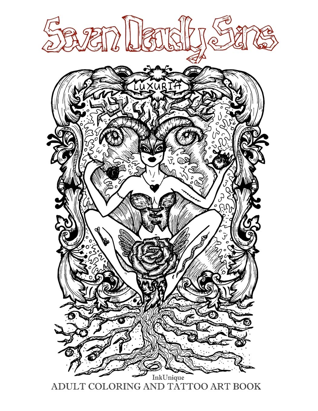 Seven Deadly Sins Adult Coloring And Tattoo Art Book Unique Ink Amazon Com Books