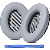Headphones Replacement Ear Pads for Bose QuietComfort 35 QC35 & QC35 II – Premium Memory Foam, Soft Protein Leather, Enhanced Noise Isolation, Easy Install, Comfortable & Durable (Silver)