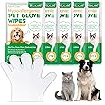 Dog Cleaning Wipes Gloves, Cleaning & Deodorizing Pet Oral Wipes for Cat Cleansing Teeth Glove Wipes - Reduces Plaque and Freshens Breath, Also Used for Cleansing Paws, Eyes, Ears, Butt, Chin - 6PCs
