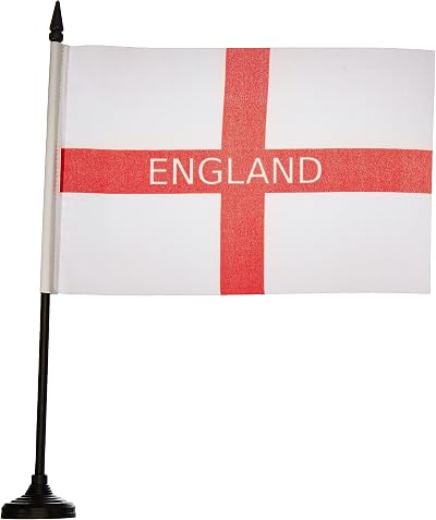 AZ FLAG England Table Flag 5x8 in 21x14 cm with 10 in Pole & Black Base