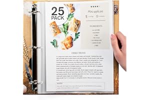 CRAFTSAINTS 25 Pack of 8.5x11 Heavy Duty Crystal Clear Sheet Protectors for Recipe Binder, Plastic Page Sleeve Protectors for 3 Ring Binder (25 Pack, 8.5 x 11'' - 1 Pocket)