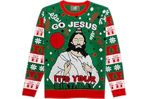 Tstars Go Jesus It's Your Birthday Ugly Christmas Sweater - Funny Religious Holiday Sweatshirt for Men & Women