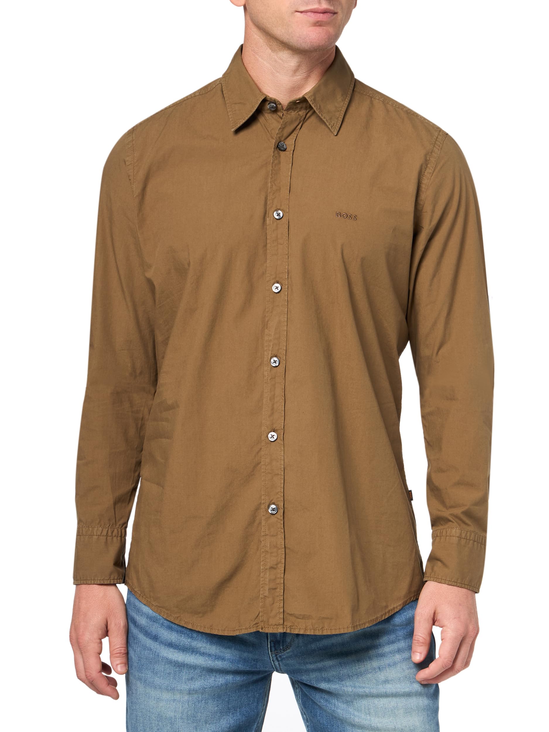 BOSS Soft Flannel Button Down Shirt, Pewter Green, L