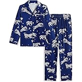 Arshiner Boys Pajamas Set Long Sleeve Button-Down Sleepwear 2 Piece Pjs Set for Boys 5-13 Years