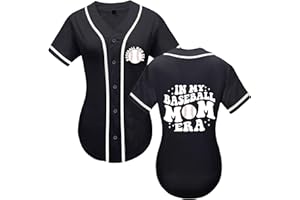 EURBJUCEL Women's Baseball Jersey in My Baseball Mom Era T-Shirt Softball Button Down Casual Sports Tee Game Day Short Sleeve Top