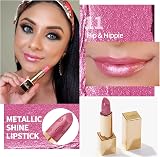 Oulac Metallic Shine Glitter Lipstick Pink High Impact Lipcolor 4.3 g view 2