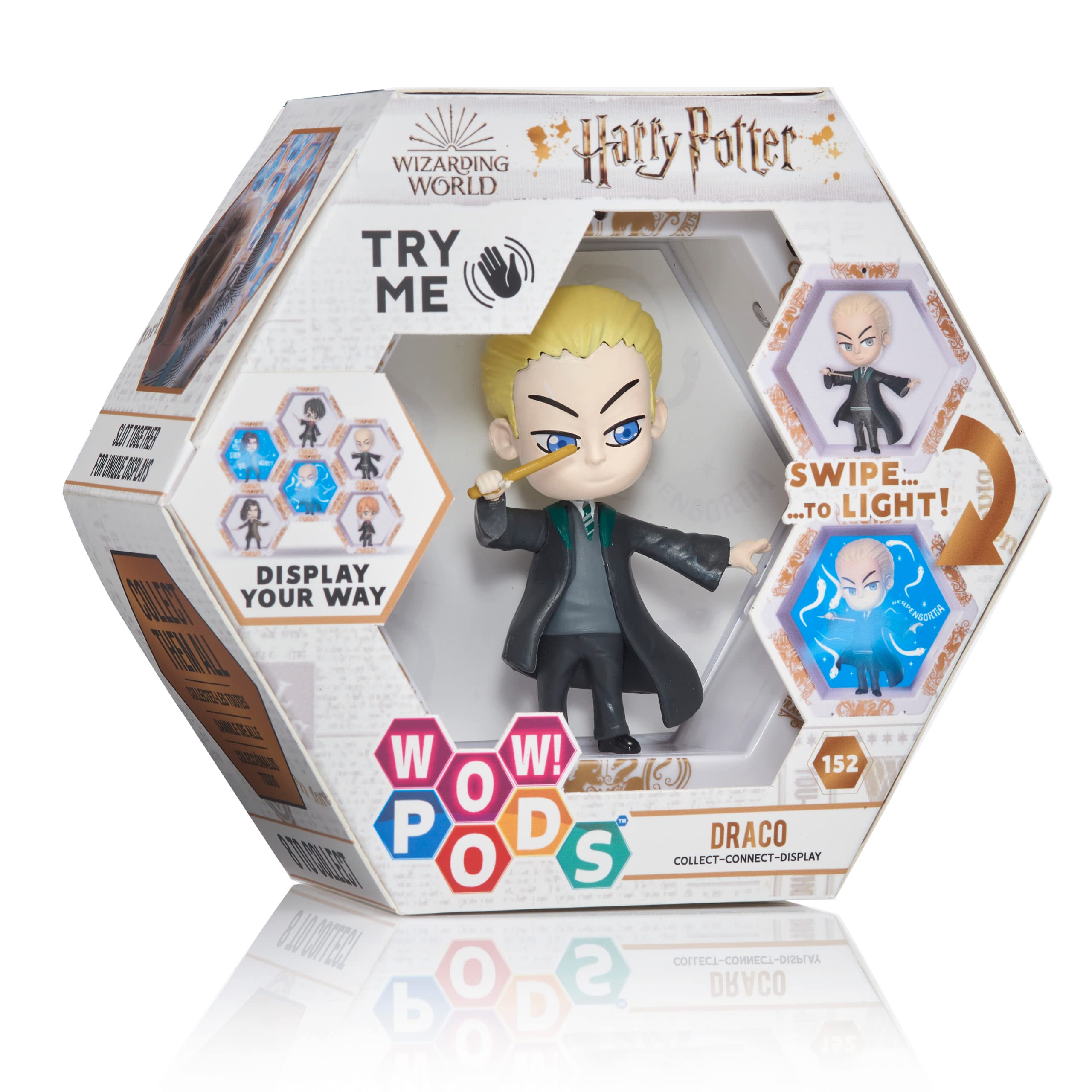 WOW! PODS Harry Potter Wizarding World Light-Up Bobble-Head Figure Series 2 | Official Collectable Toy - Draco Malfoy with Mystery Light Reveal | Collect Connect and Display