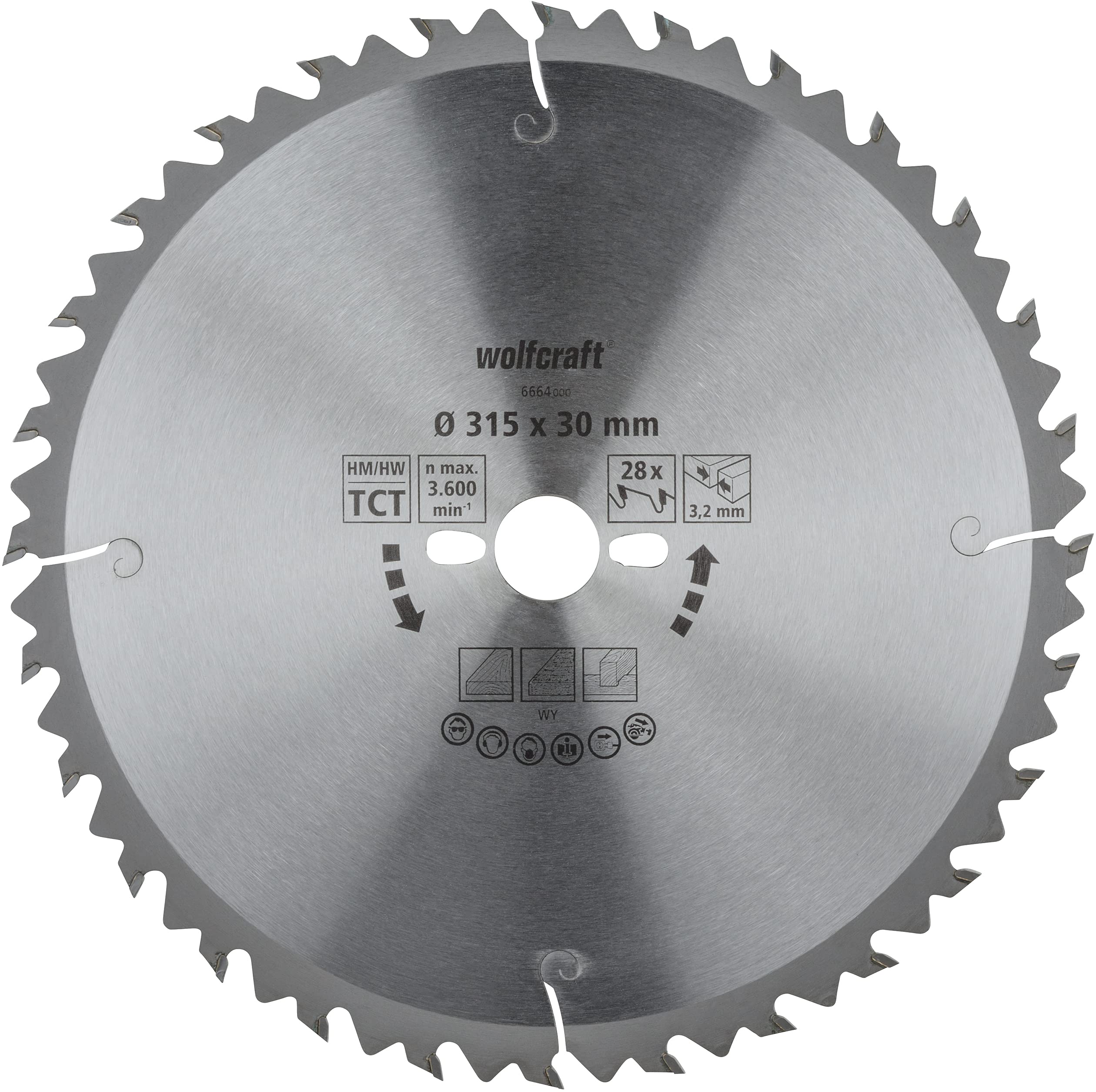 wolfcraft TC Circular Table Saw Blade, Green Series I 6664000 I Quick, Medium-coarse cuts — image 1