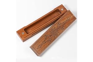 Poludie Wooden DND Dice Box, Dice Holder Case with Felt Lined Magnetic Lid for D&D Tabletop Game - Acacia (Sword of Damocles-Black)