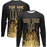 Custom Athletic T-Shirts for Men Women Youth Personalized Printed Team Name Number Casual Long Sleeve Shirt