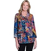 Ali Miles womens Brushed Knit Button Front Jacket Front Patch Pockets