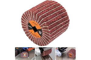 POTUINOM Non-Woven Wheel Surface Conditioning Tool, 80 Grit 120 x 100 x 19 mm Abrasive Drawing Polishing Wheel with Sandpaper for Wood Metal Burnishing Wheel 4.7"x 4"