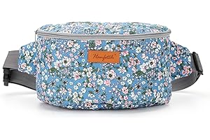 Hanfetch Yarn Crossbody Waist bag Small Yarn Storage Organizer for Yarn Skeins-Organizer for Crochet Hooks and Other Accessories (Flower-Blue)