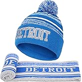 Winter Beanie Hat Circle Scarf Set, Warm Football Knit Beanie Hat