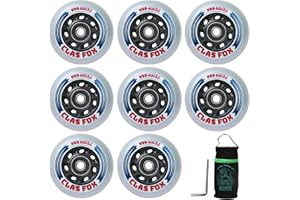 CLAS FOX Inline Skate Replacement Wheels With Wheels Bag 72mm/76mm with Bearings ABEC-9 and Floating Spacers for Blades Rolle