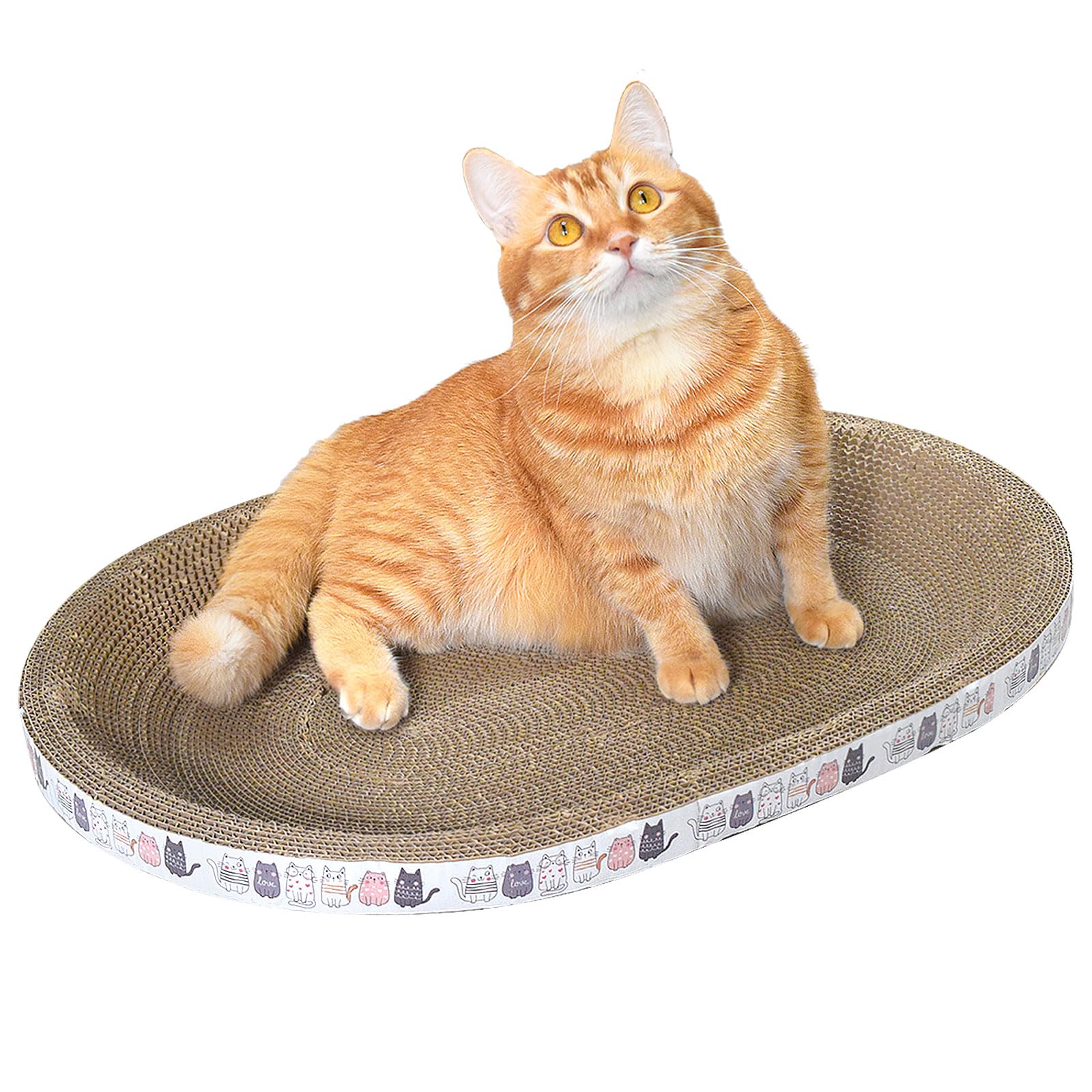 Cat Scratching Board,cardboard cat scratchers Oval-shaped High-Density,2-in-1 Cat Scratching Bed for Cats Grinding Claw and sleeping