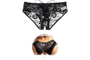 ohmydear Womens Lace Boyshorts Crotchless Sexy Panties Crisscross Strappy Underwear Plus Size Hipster Briefs XS-4XL
