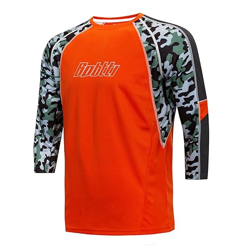 bpbtti Men's Mountain Bike Jersey 3/4 Sleeve Downhill MTB Shirts
