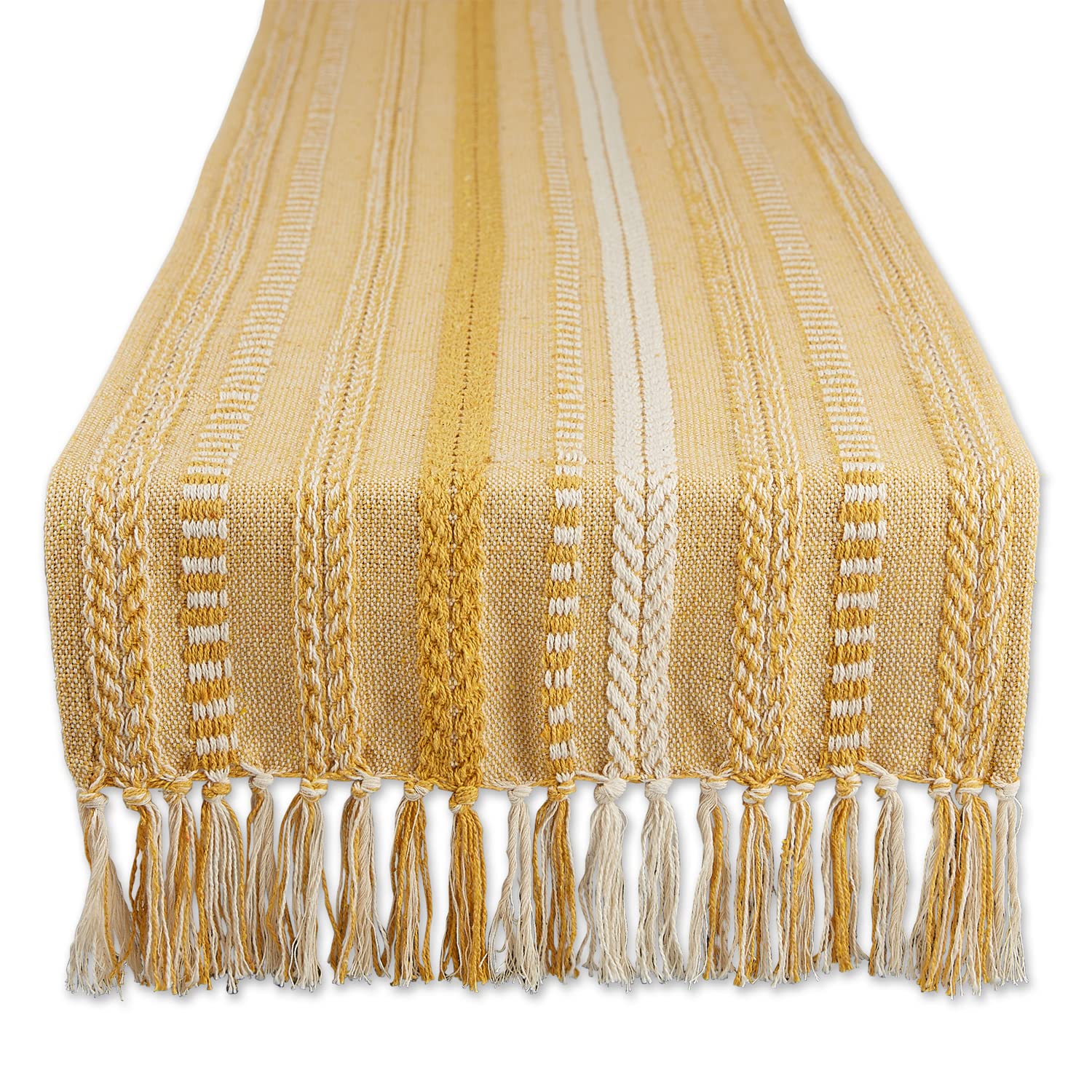 DII Table Runner Collection, Cotton, Honey Gold, 15x108 (15x113, Fringe Included)