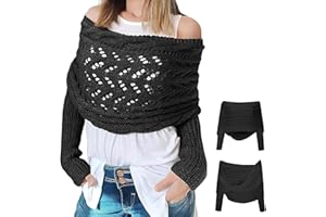 hepanio Multifunctional Scarf with Sleeves,Knitted Cable Wrap,Scarf with Sleeves Croche